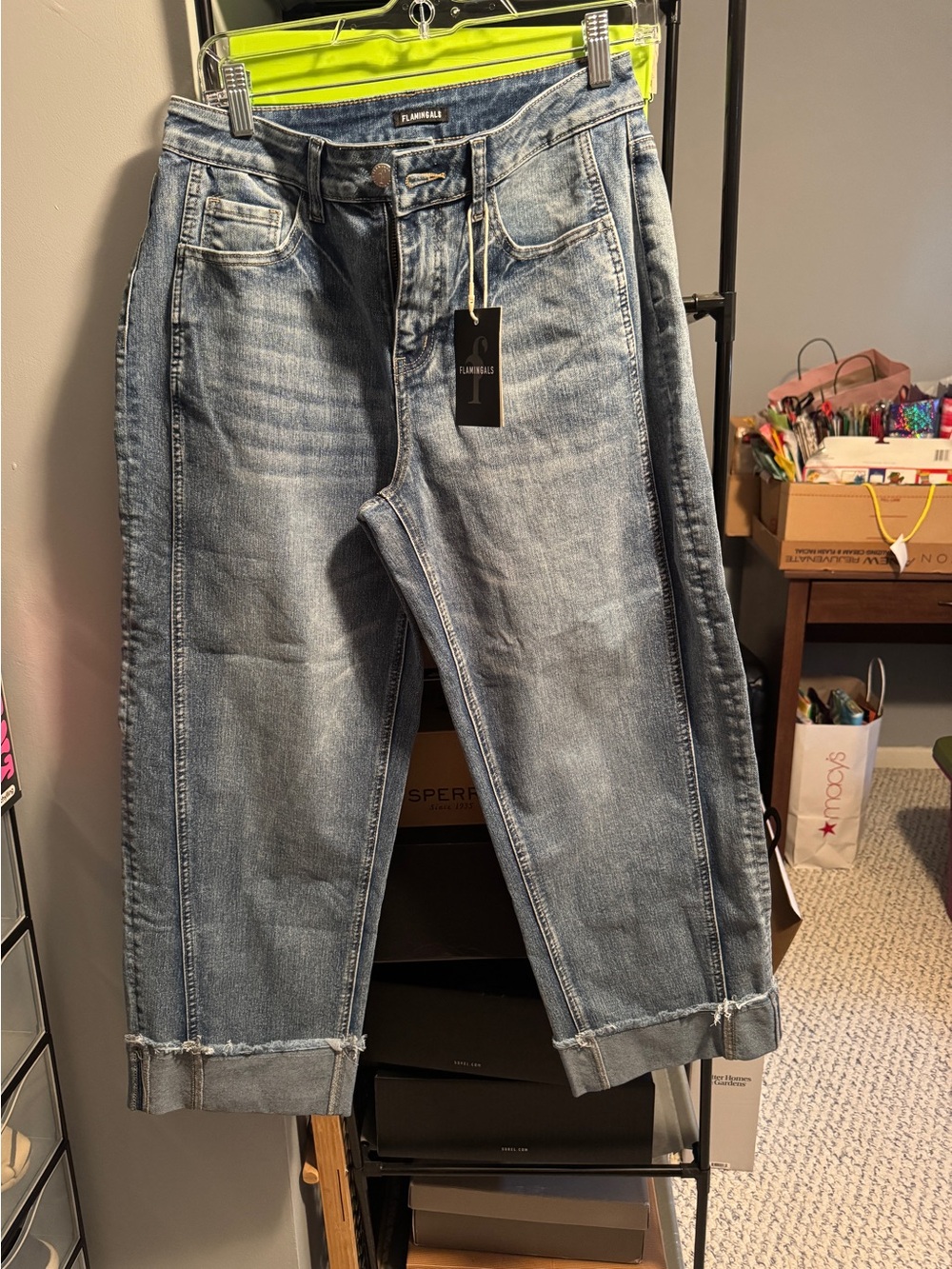 Flamingals Blue Cropped Wide-Leg Jeans